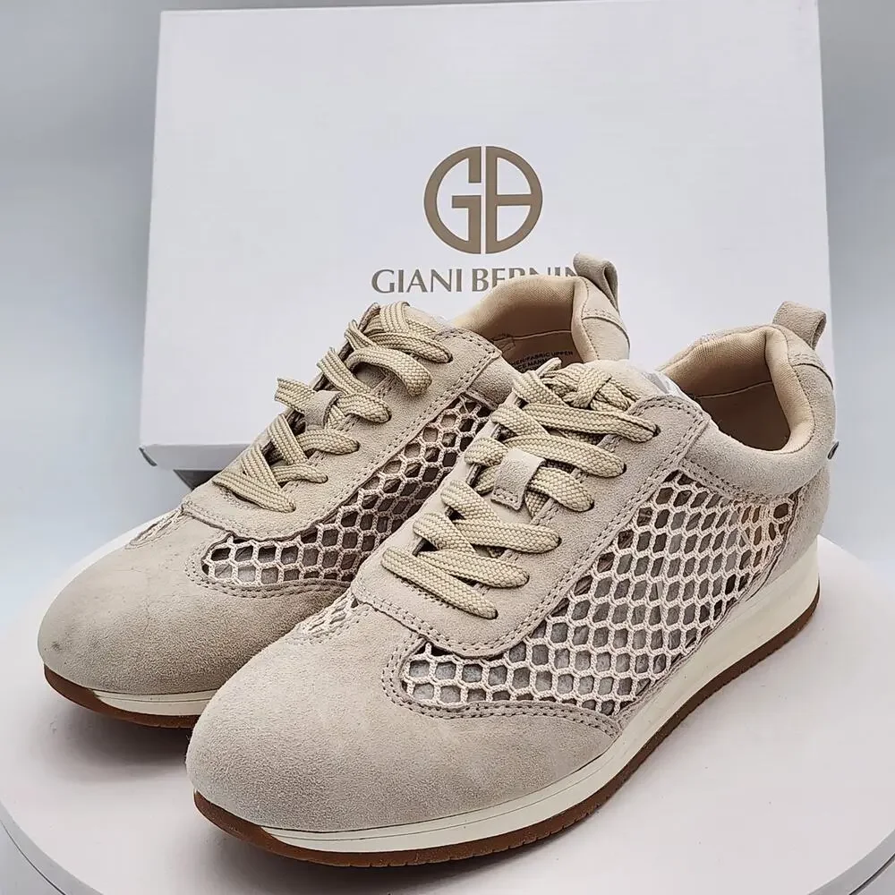 NEW - Giani Bernini Tesiaas Buff Nude Mesh Lace-Up Sneakers Women's Size 9 M